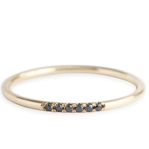 Cardbird NYC 14k Gold Ring with Black Diamonds